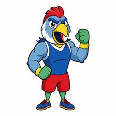 A ferocious angry   parrot  athlete posing art vector illustration