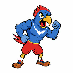 A ferocious angry   parrot  athlete posing art vector illustration © design master
