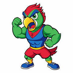 Obraz premium A ferocious angry parrot athlete posing art vector illustration
