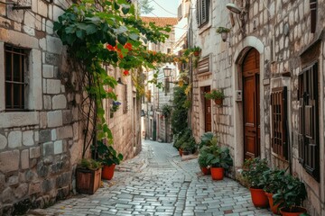 Street old town in Europe city architecture outdoors.