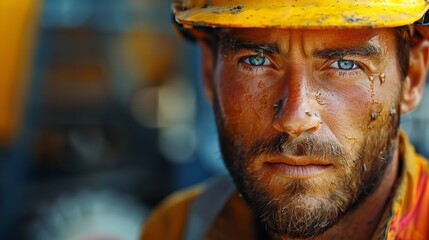 Close-Up Construction Background Photo of Male Construction Worker