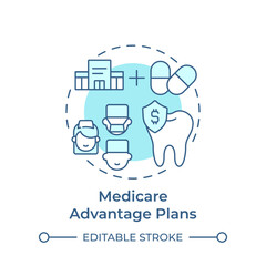 Advantage health plans soft blue concept icon. Medical insurance. Dental and vision care. Healthcare provider. Round shape line illustration. Abstract idea. Graphic design. Easy to use in brochure