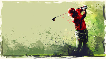 A vector image of a golfer playing in a field