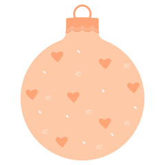 Christmas ball. 2025 New Year. Year of the snake. Merry Christmas and Happy New Year. Beige vector illustration on transparent background.