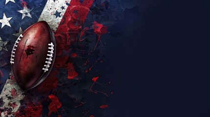 Dynamic american football background with classic super bowl banner poster design, featuring traditional team colors and action-packed imagery for sports events and football-themed promotions
