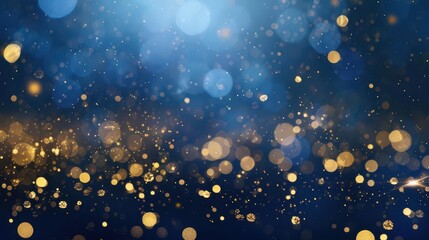 Obraz premium luxurious dark blue background with shimmering gold particles bokeh effect festive elegance holiday sophistication