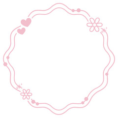 Aesthetic Pastel Groovy Border with Floral, Bow, and Shimmering Detail