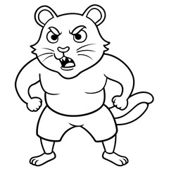 A ferocious angry  Hamster athlete posing art vector illustration