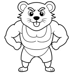 A ferocious angry  Hamster athlete posing art vector illustration
