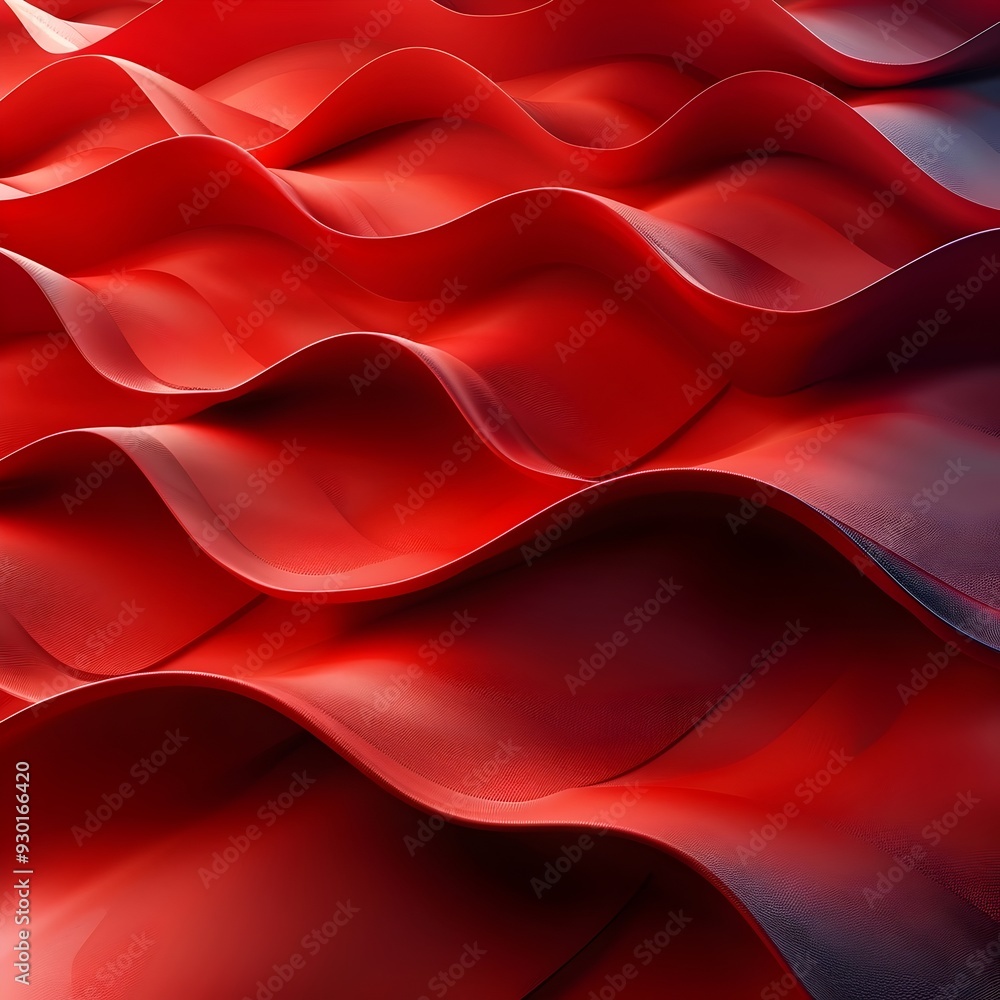 Poster Abstract red wave pattern, undulating in a dynamic and modern design.