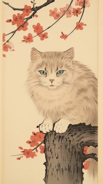 Japanese luky cat painting drawing animal.