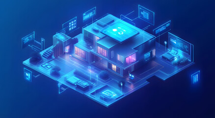 "3D Isometric Illustration of a Smart Home System"