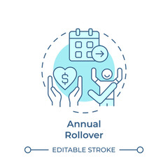Annual rollover soft blue concept icon. Health savings account benefit. Medical services. Finance savings. Round shape line illustration. Abstract idea. Graphic design. Easy to use in brochure