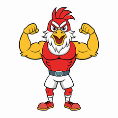 A ferocious angry chicken athlete posing art vector illustration