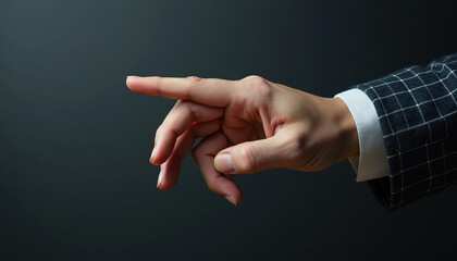The pointing finger gesture on dark background
