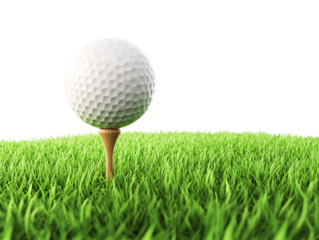 a golf ball on a tee in grass