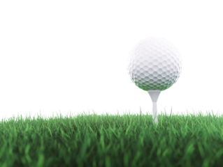 a golf ball on a tee in the grass