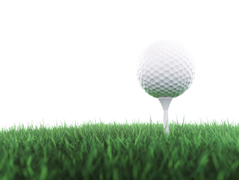 a golf ball on a tee in the grass