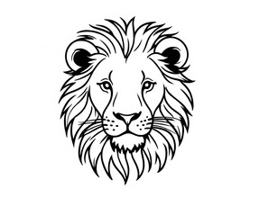Obraz premium Drawing of lion's head, for coloring for example.