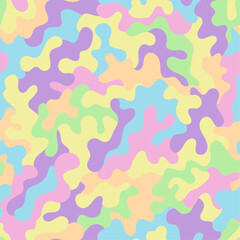 Fashion colorful camouflage for girl glamour seamless pattern, pink, blue, yellow, green, purple. Vector illustration