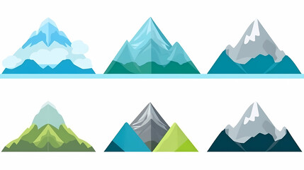 Mountain landscape vector illustration set, collection of mountains in flat design style