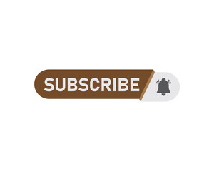 subscribe white text brown bell gray white background