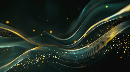Abstract digital background electromagnetic wave background Innovation digital wave, information technology background and luxury background with golden line decoration and curve light effect