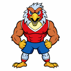 A ferocious angry eagle athlete posing art vector illustration