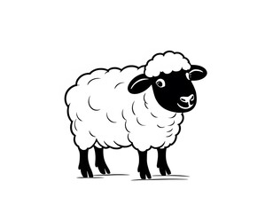 Obraz premium Drawing of a cute sheep, for coloring for example.
