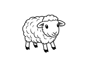 Obraz premium Drawing of a cute sheep, for coloring for example.