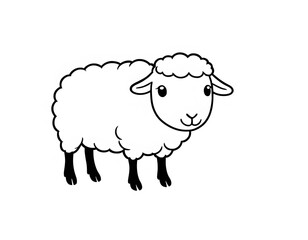 Drawing of a cute sheep, for coloring for example.