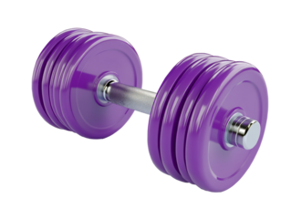 a purple dumbbells on a white surface