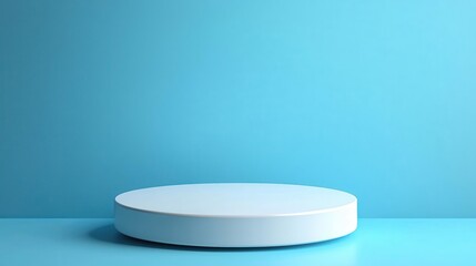 A minimalistic round podium against a vibrant blue background, perfect for product displays and creative presentations.