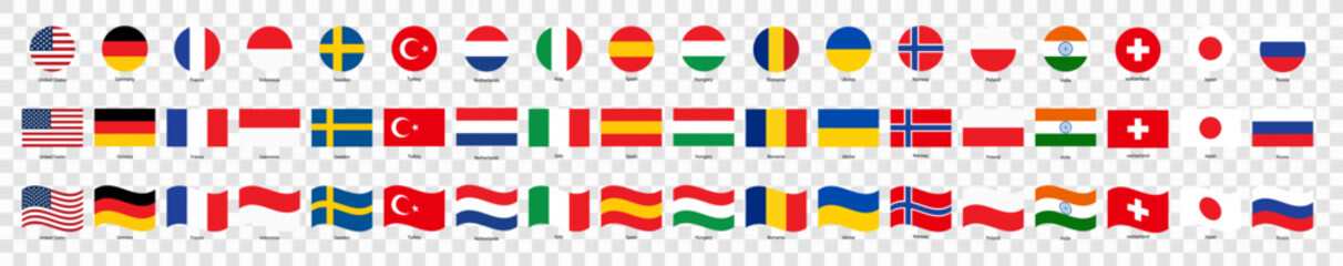 Flags of the world. Collection of flags. World flags. Vector icons