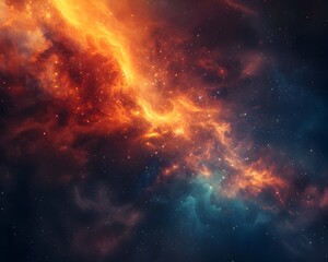 Obraz premium Fiery Cosmic Explosion Vibrant Galactic Gas Clouds and Stars in the Background