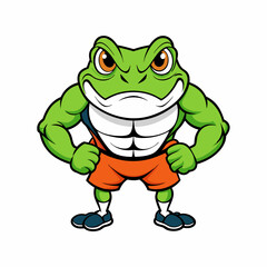 Obraz premium A ferocious angry frog athlete posing art vector illustration