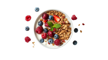  A bowl of creamy yogurt topped with vibrant berry_Transparent background PNG