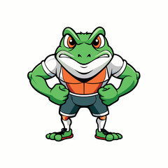 A ferocious angry frog athlete posing art vector illustration