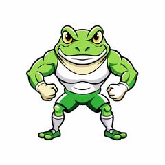 A ferocious angry frog athlete posing art vector illustration