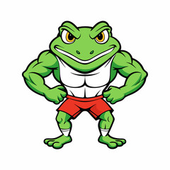 A ferocious angry frog athlete posing art vector illustration