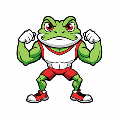 A ferocious angry frog athlete posing art vector illustration