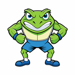 A ferocious angry frog athlete posing art vector illustration