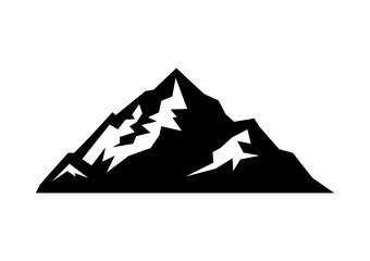 Mountain peaks silhouettes. Isolated rocky mountain. Mountain, rock, hill, peak logos. Vector stock illustration.