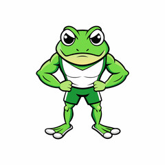 A ferocious angry frog athlete posing art vector illustration