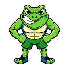 A ferocious angry frog athlete posing art vector illustration
