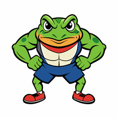 A ferocious angry frog athlete posing art vector illustration
