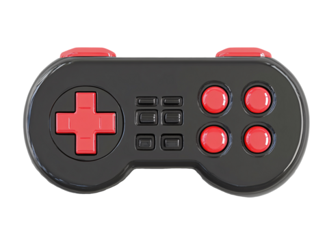 a black and red video game controller