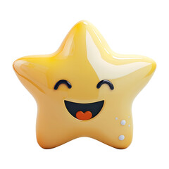 Star-struck emoji isolated on transparent background,rendered as a 3D emoticon with starry eyes,smile 3D stylized vector icon, Love concept, smiling mouth, Generative AI