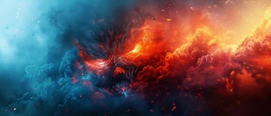 blue, orange, and red hues