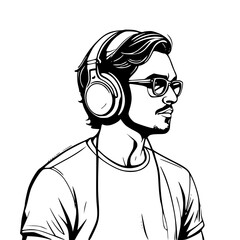 man listening to music